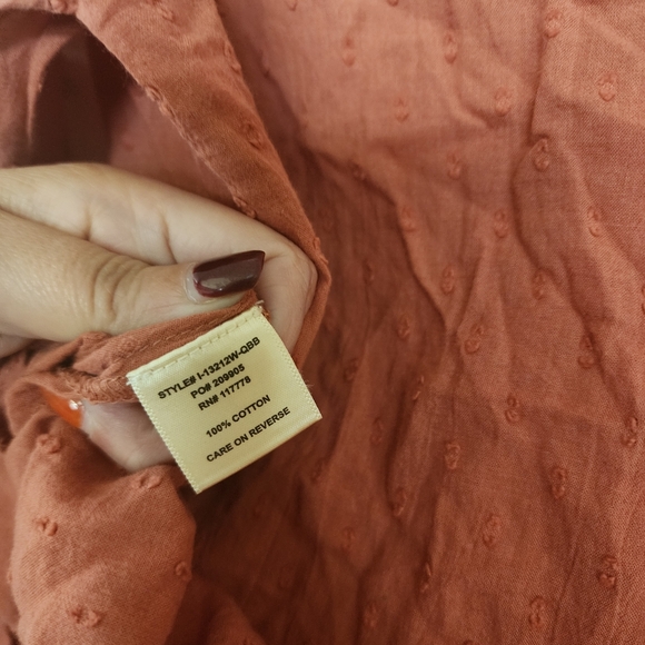 Lovestitch Dusty Rose Boho Eyelet tie top 100% cotton Size Small - Picture 6 of 7